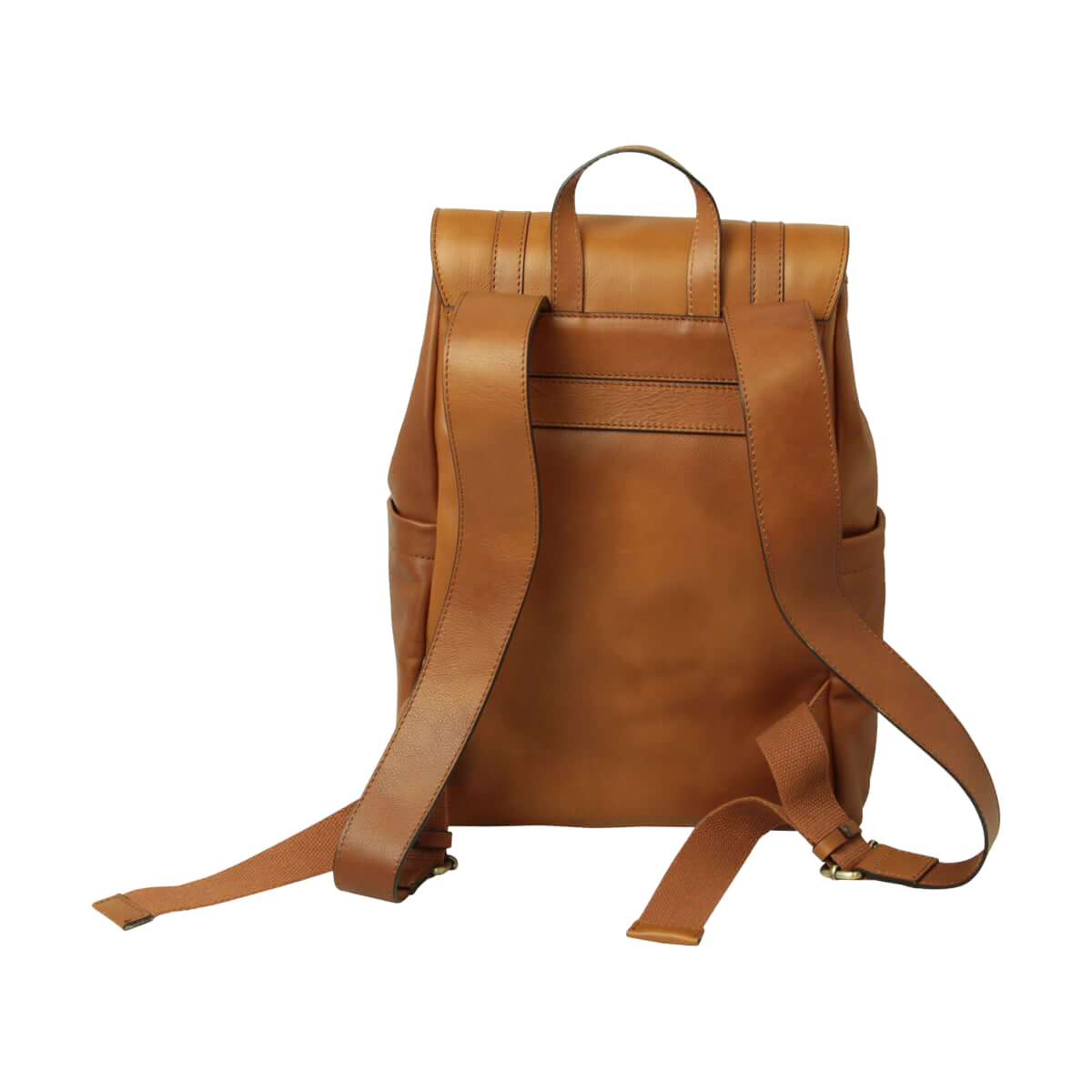 Zaino in pelle marrone con tracolla e fascia per trolley, per laptop