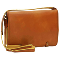 Borsa messenger in vitello nappato cuoio, tracolla e fibbia dorate