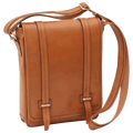 Borsa messenger marrone in pelle con patta e chiusura magnetica, tracolla