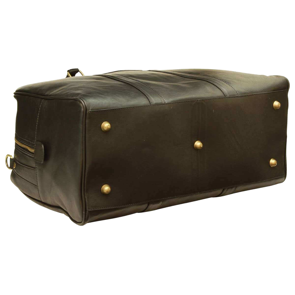Borsone da viaggio in pelle scura Old Angler con bottoni decorativi dorati