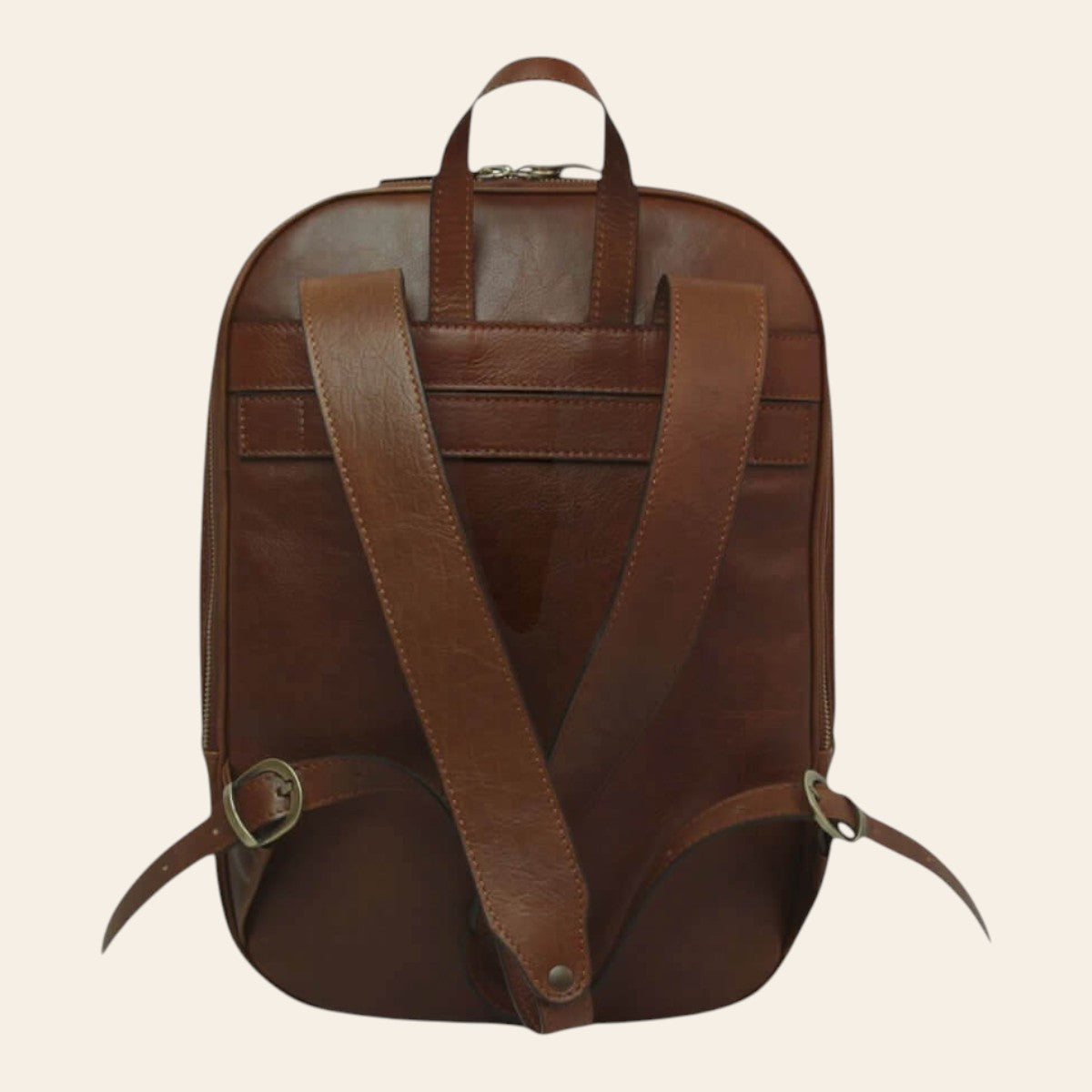 Zaino da laptop marrone, fascia trolley posteriore e spallacci regolabili