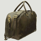 Borsone da viaggio in pelle nera Old Angler con zip frontale e tracolla