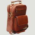 Borsa a tracolla in pelle marrone con zip e tasca frontale