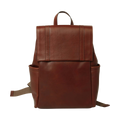 Zaino in pelle per laptop marrone mogano con fascia trolley e tasca frontale