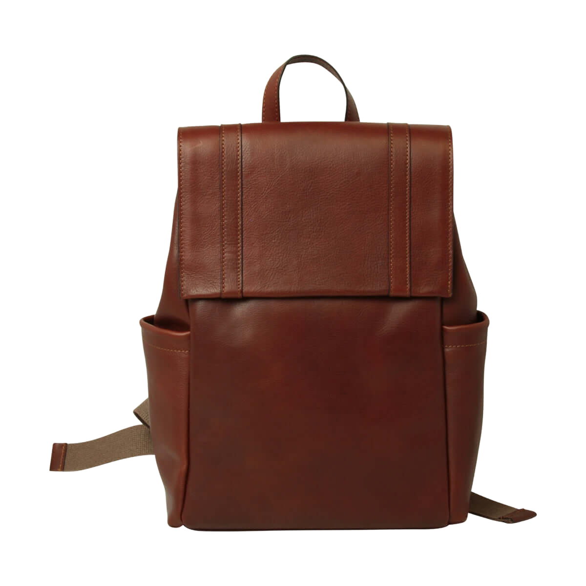 Zaino in pelle per laptop marrone mogano con fascia trolley e tasca frontale