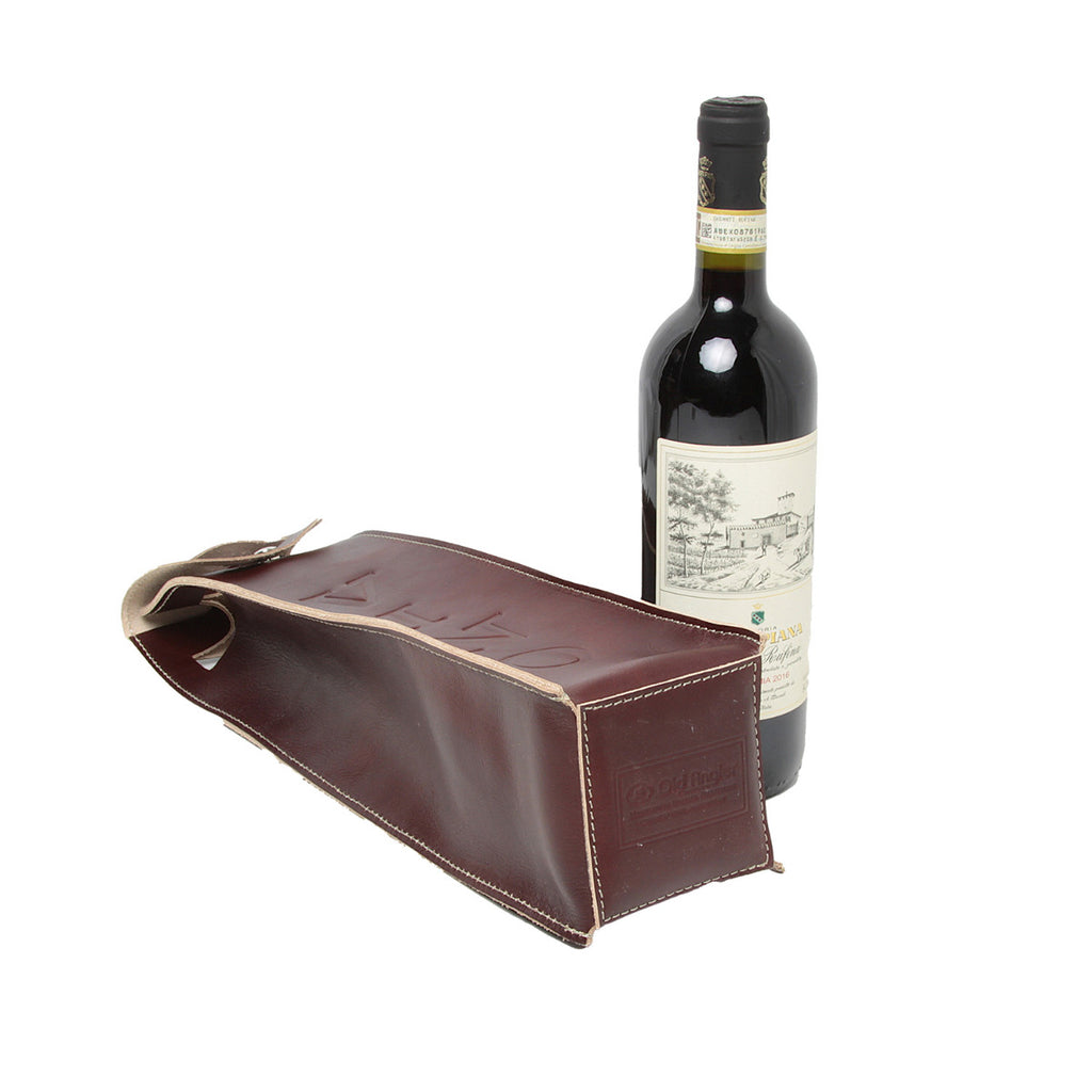 Portavino in pelle - marrone