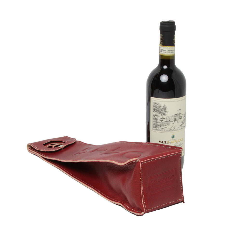 Portavino in pelle - rosso