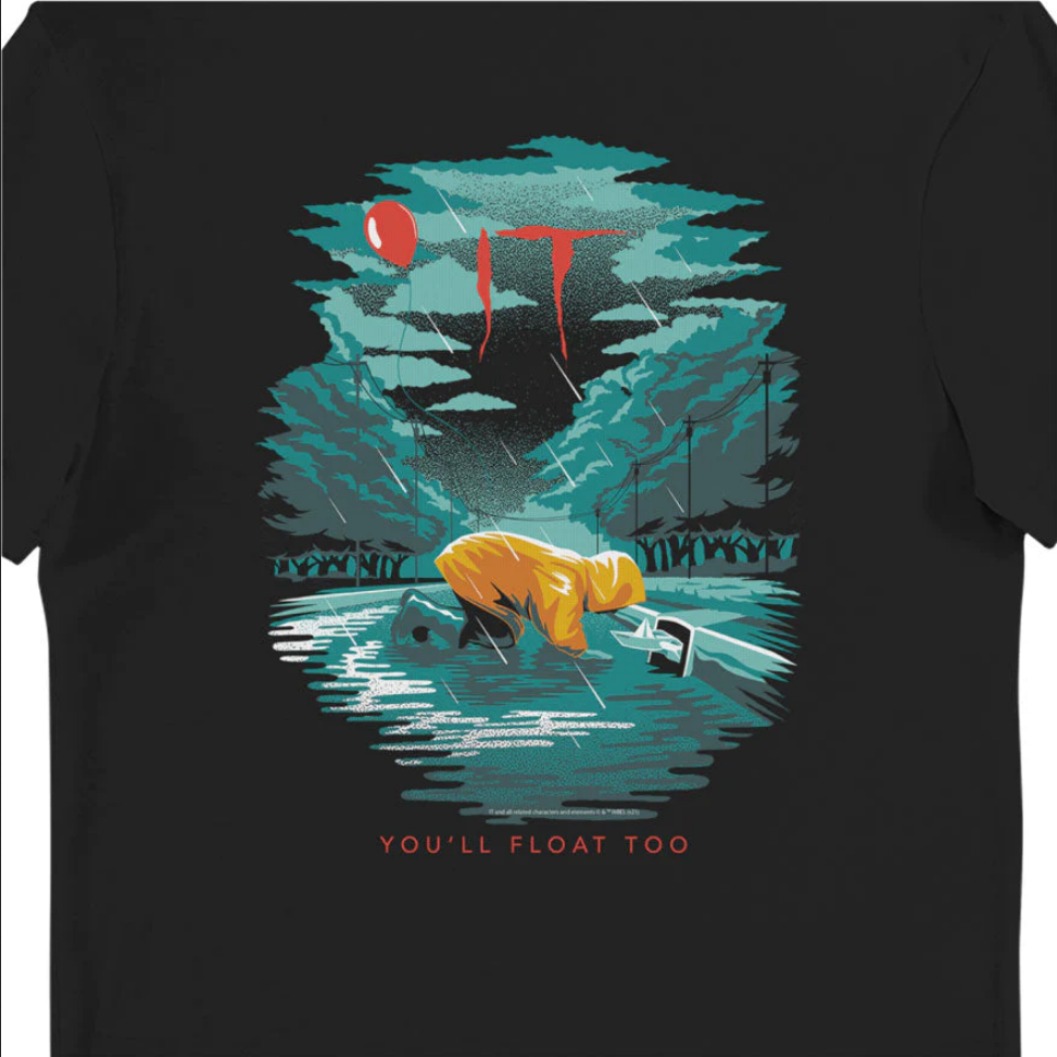 T-Shirt IT Pennywise Georgie Balloon You'll Float Too - Maglietta Nera Adulto