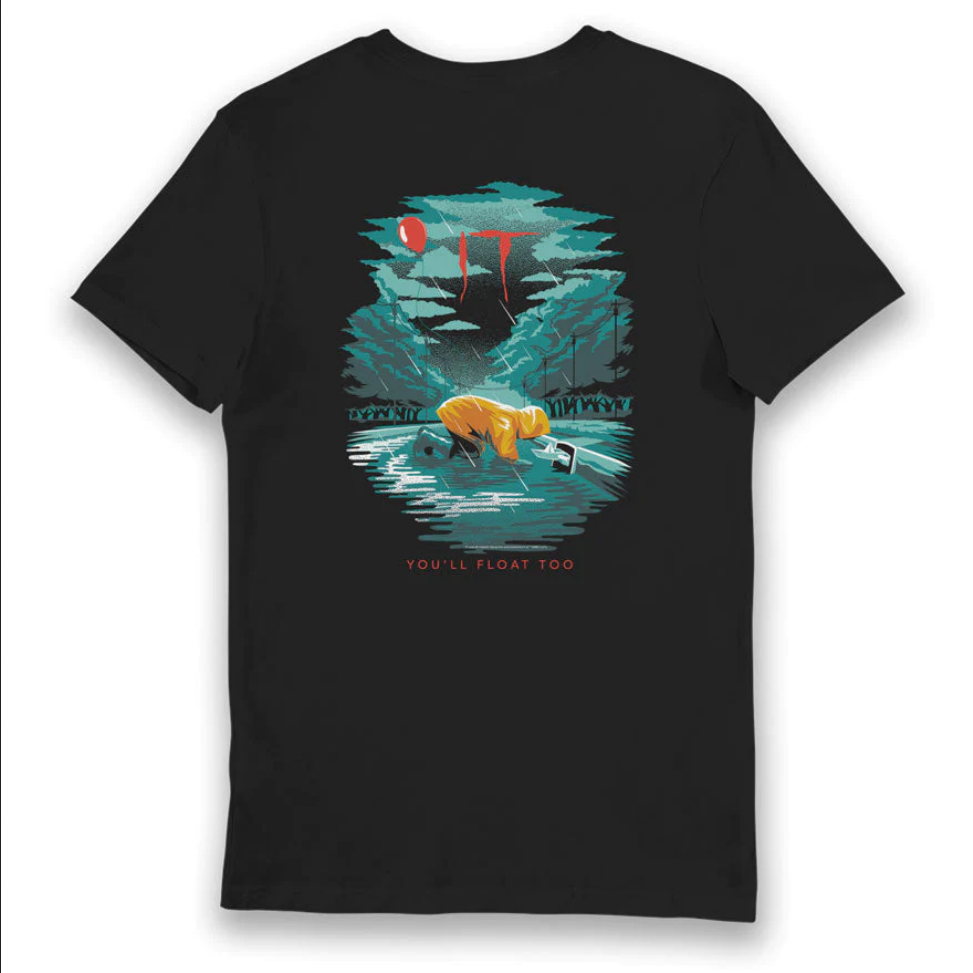 T-Shirt IT Pennywise Georgie Balloon You'll Float Too - Maglietta Nera Adulto