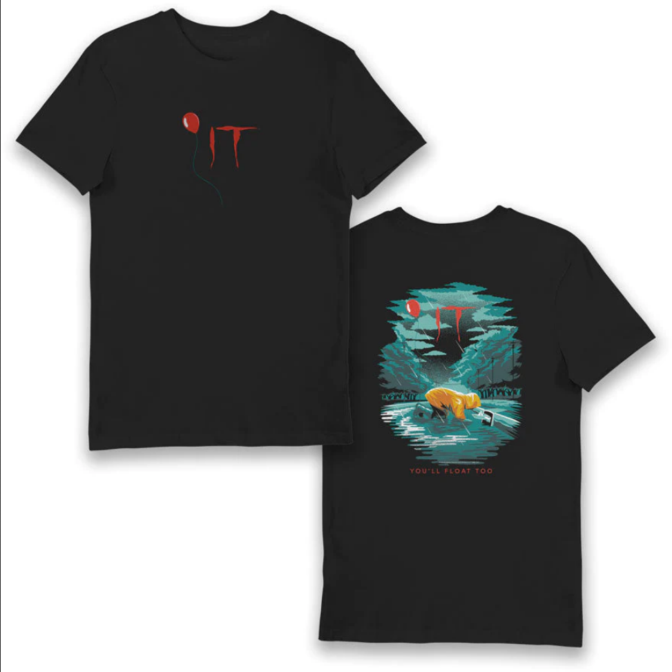 T-Shirt IT Pennywise Georgie Balloon You'll Float Too - Maglietta Nera Adulto