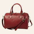 Bauletto Vetrina Fiorentina in pelle di vitello rosso con doppi manici e tracolla regolabile, design artigianale
