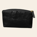 Beauty case Vetrina Fiorentina in pelle nera pieno fiore con chiusura a cerniera e fodera interna in tessuto
