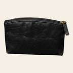 Beauty case Vetrina Fiorentina in pelle nera pieno fiore con chiusura a cerniera e fodera interna in tessuto