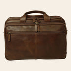 Borsa laptop Vetrina Fiorentina in pelle pieno fiore color castagna con scomparti multipli e doppie cuciture