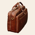 Borsa laptop Vetrina Fiorentina in pelle pieno fiore marrone con scomparti multipli e tracolla, stile artigianale