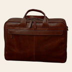 Borsa laptop Vetrina Fiorentina in pelle di vitello marrone pieno fiore con doppie cuciture e scomparti organizzati