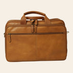 Borsa laptop Vetrina Fiorentina in pelle marrone coloniale con manici e chiusura a zip, artigianato Made in Italy
