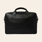 Borsa laptop Vetrina Fiorentina in pelle nera pieno fiore con fascia per trolley, vista posteriore