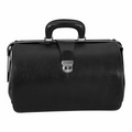Borsa da medico Vetrina Fiorentina in pelle pieno fiore nera con chiusura a chiave e manico rigido, stile artigianale
