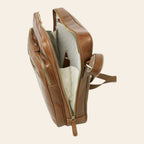 Borsa messenger grande Vetrina Fiorentina in pelle di vitello color castagna con chiusura zip e scomparti interni