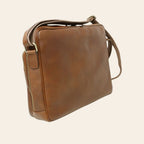 Borsa messenger grande Vetrina Fiorentina in pelle di vitello color castagna con tracolla regolabile e chiusura zip