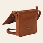 Borsa messenger Vetrina Fiorentina in pelle di vitello pieno fiore color coloniale con chiusura a calamita