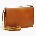 Borsa messenger Vetrina Fiorentina artigianale in pelle di vitello color coloniale con tracolla regolabile