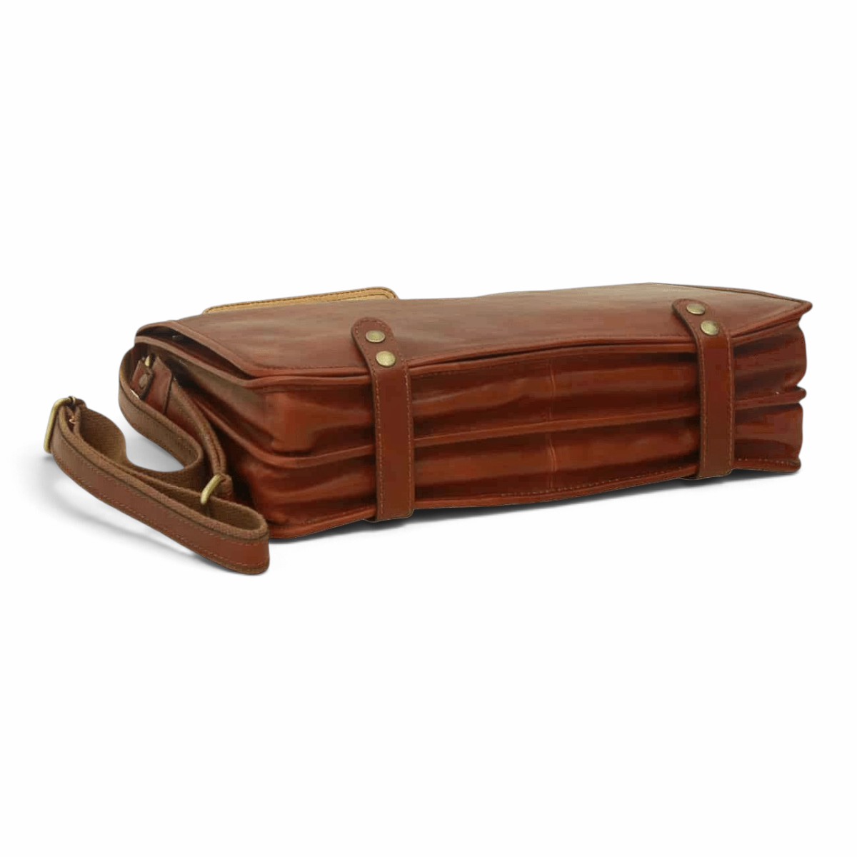 Borsa messenger Vetrina Fiorentina in vitello nappato marrone con tracolla regolabile e dettagli artigianali