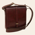 Borsa messenger Vetrina Fiorentina in pelle di vitello marrone con tracolla regolabile e chiusura magnetica