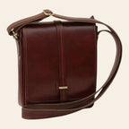 Borsa messenger Vetrina Fiorentina in pelle di vitello marrone con tracolla regolabile e chiusura magnetica