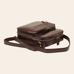 Borsa messenger Vetrina Fiorentina piccola in pelle di vitello marrone scuro con chiusure a zip e tracolla regolabile