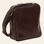 Borsa messenger Vetrina Fiorentina piccola in pelle di vitello marrone scuro con tracolla regolabile e chiusura zip