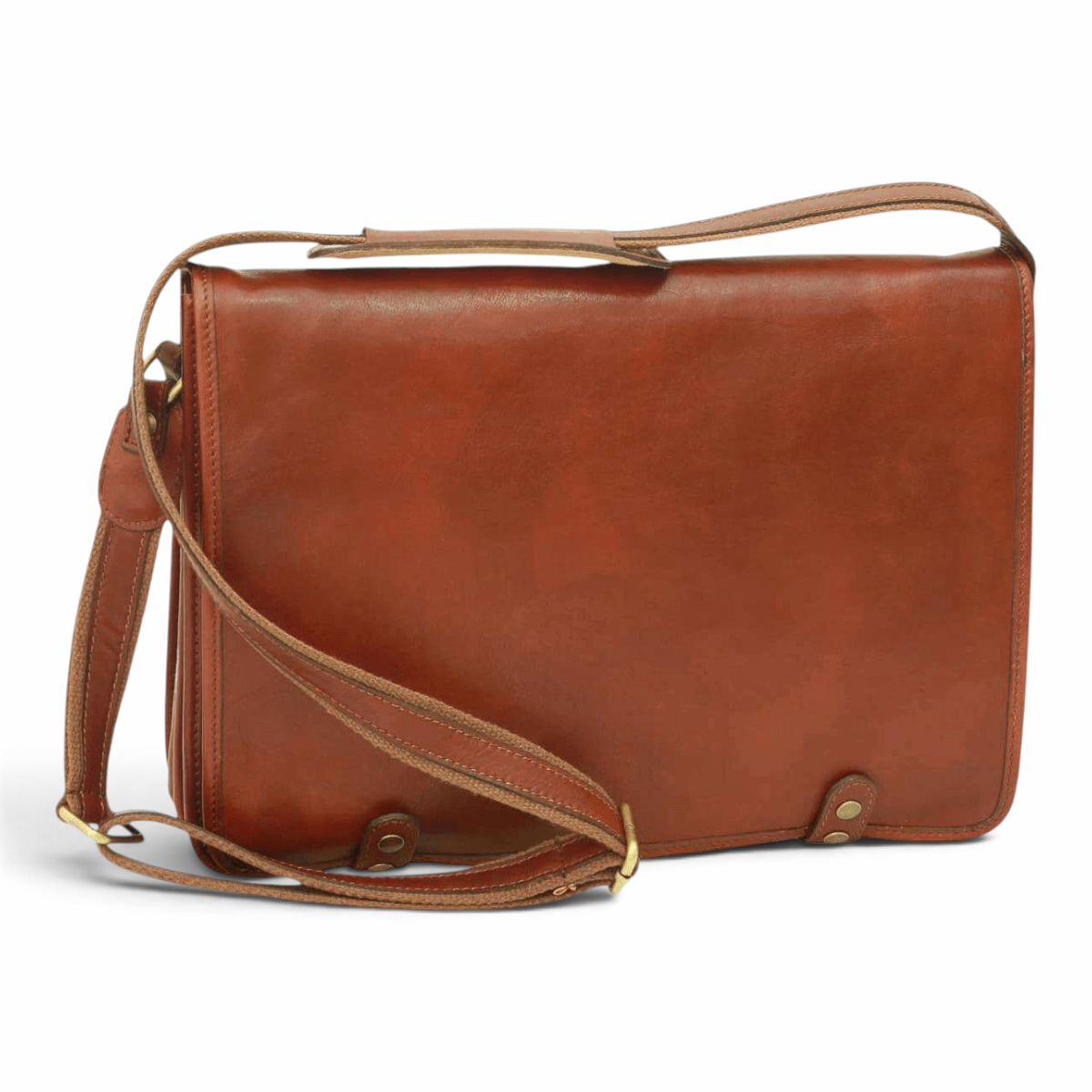 Borsa messenger Vetrina Fiorentina in vitello nappato marrone con tracolla regolabile e finiture artigianali