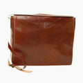Borsa messenger Vetrina Fiorentina in pelle di vitello pieno fiore marrone con tracolla regolabile e chiusura a patta
