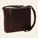 Borsa messenger Vetrina Fiorentina in pelle di bufalo marrone scuro con tracolla regolabile e tasca esterna con zip