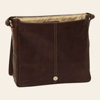 Borsa messenger Vetrina Fiorentina in pelle di bufalo marrone scuro con chiusura magnetica e cuciture a vista