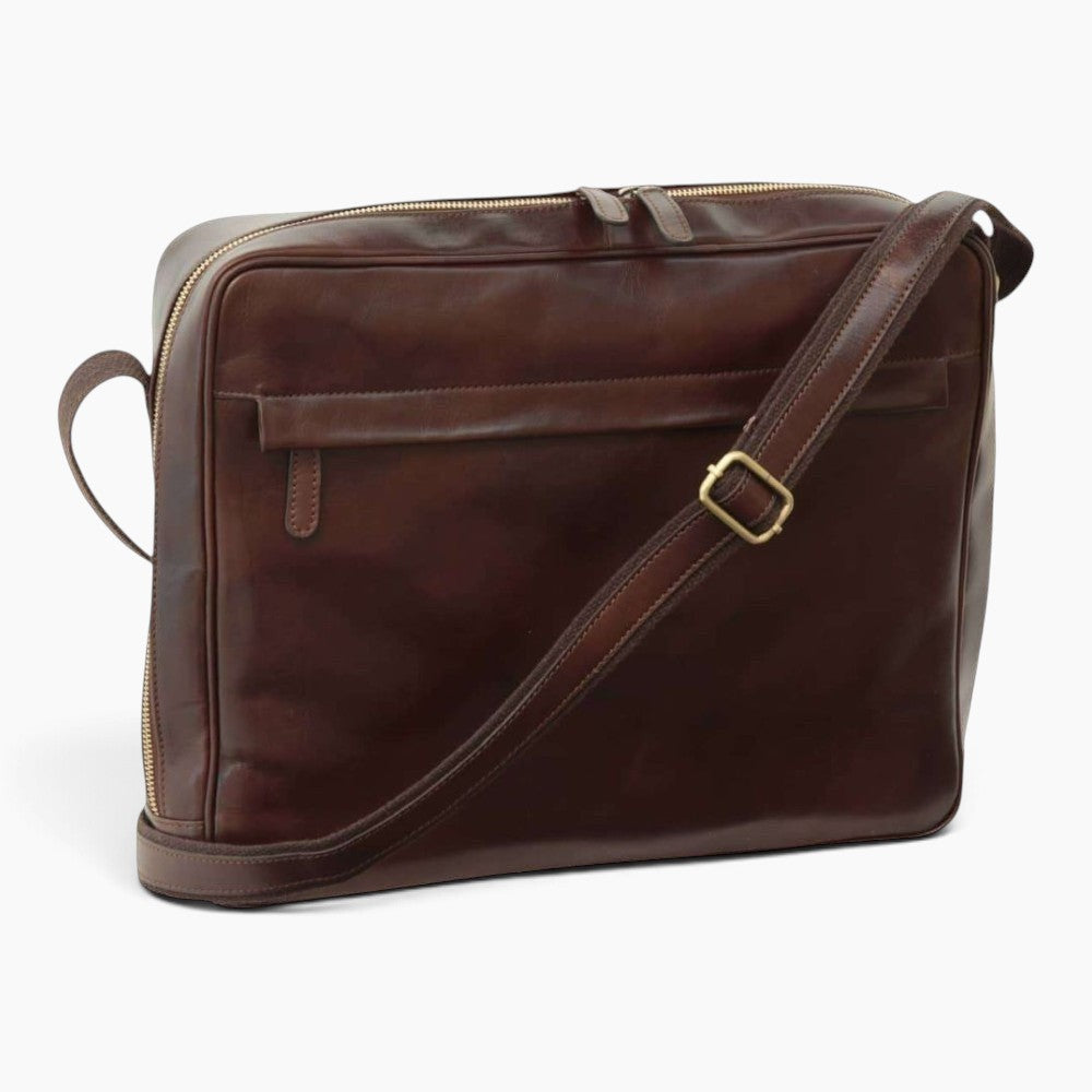 Borsa messenger Vetrina Fiorentina in pelle di vitello testa di moro con tracolla regolabile e tasche con zip