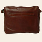 Borsa messenger grande Vetrina Fiorentina in pelle di vitello marrone con fascia per trolley e tracolla regolabile