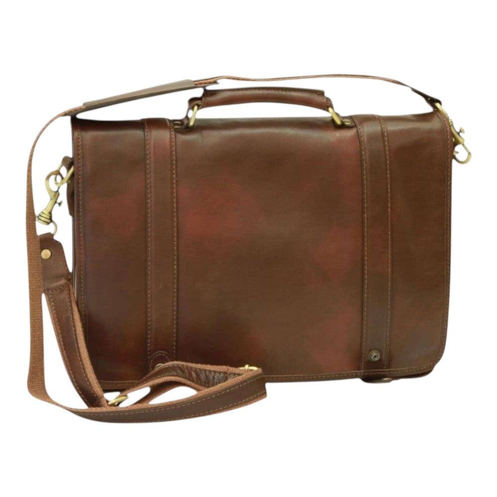 Borsa messenger Vetrina Fiorentina in pelle di vitello marrone conciata al vegetale con tracolla regolabile