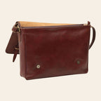 Borsa messenger Vetrina Fiorentina in pelle di vitello marrone con chiusura a calamita e tracolla regolabile
