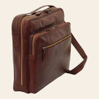 Borsa messenger Vetrina Fiorentina grande in pelle di vitello marrone con chiusure a zip e tracolla regolabile