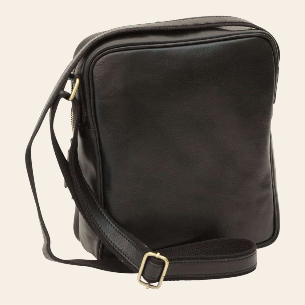 Borsa messenger piccola Vetrina Fiorentina in pelle nera di vitello pieno fiore con tracolla regolabile e zip