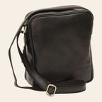 Borsa messenger piccola Vetrina Fiorentina in pelle nera di vitello pieno fiore con tracolla regolabile e zip