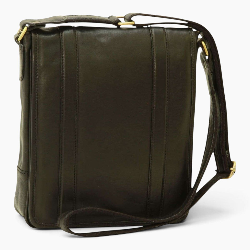Borsa messenger Vetrina Fiorentina in pelle di vitello pieno fiore nera con tracolla regolabile e dettagli in ottone