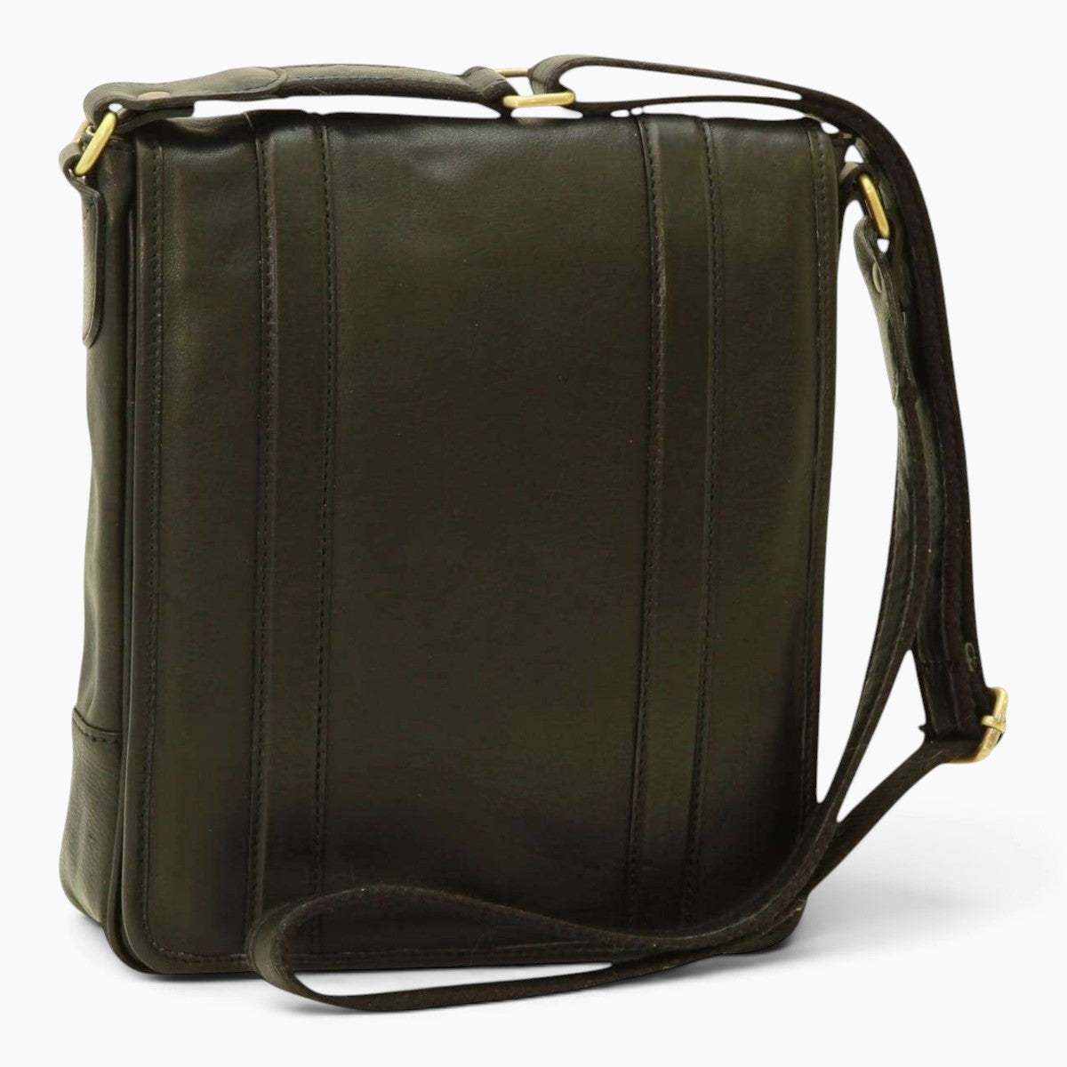 Borsa messenger Vetrina Fiorentina in pelle di vitello pieno fiore nera con tracolla regolabile e dettagli in ottone