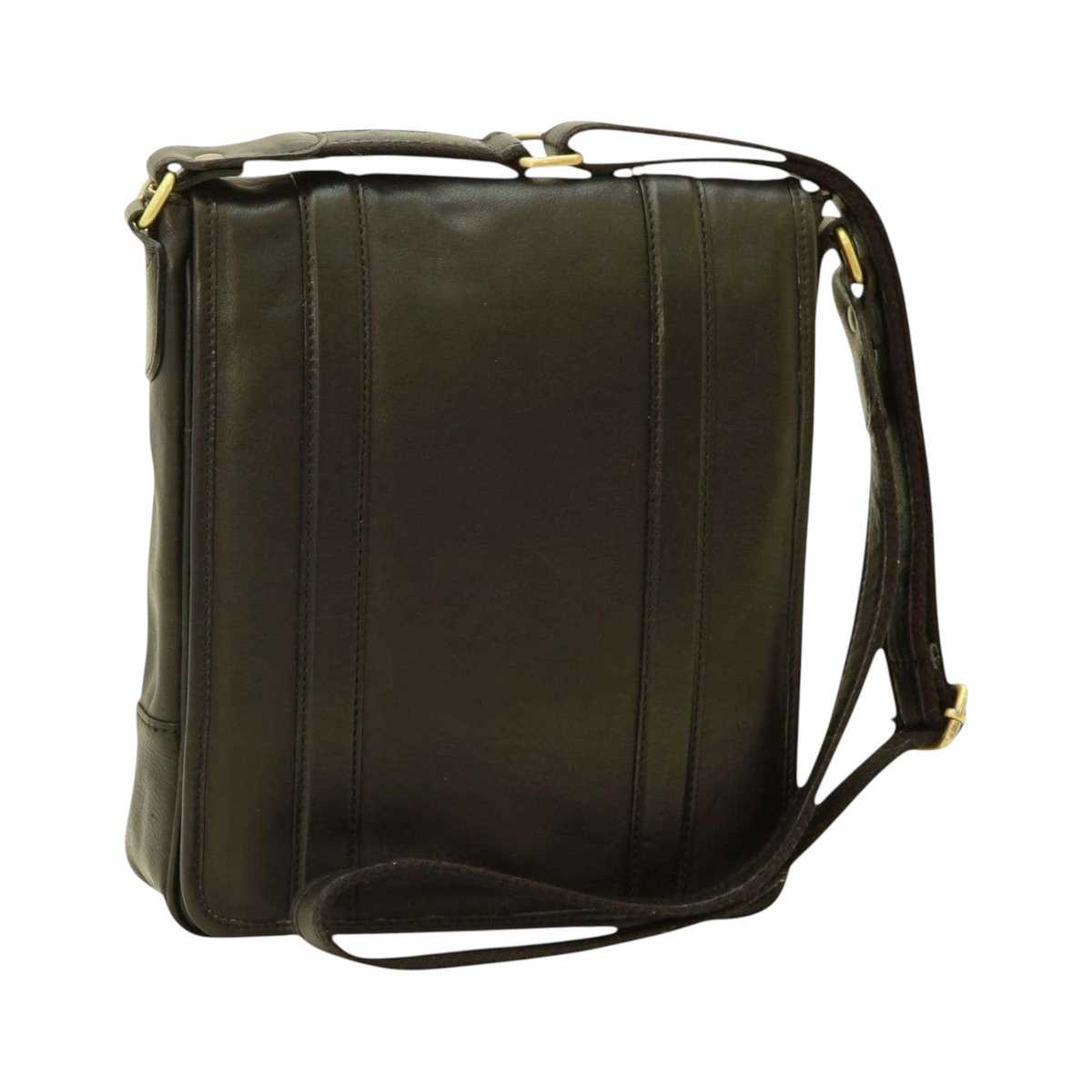 Borsa messenger Vetrina Fiorentina in pelle di vitello pieno fiore nera con tracolla regolabile e dettagli in ottone