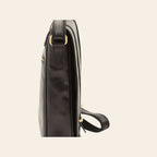 Borsa messenger Vetrina Fiorentina in pelle di vitello pieno fiore nera con tracolla e dettagli in metallo dorato