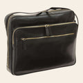 Borsa messenger Vetrina Fiorentina grande in pelle nera di vitello con chiusure a zip e tracolla regolabile