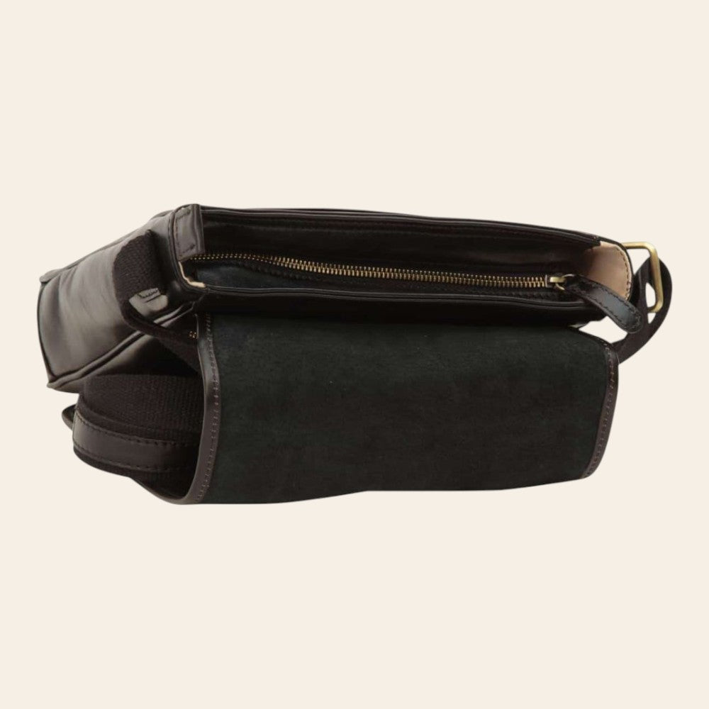 Borsa messenger Vetrina Fiorentina in pelle di vitello pieno fiore nera con chiusura a zip e pattina