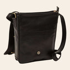 Borsa messenger Vetrina Fiorentina in pelle di vitello pieno fiore nera con chiusura a calamita e tracolla regolabile